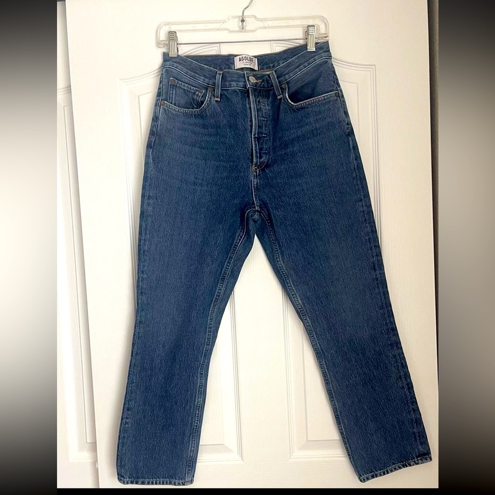 Agolde Women's Straight Leg Jeans in Dark Blue - Picture 3 of 9